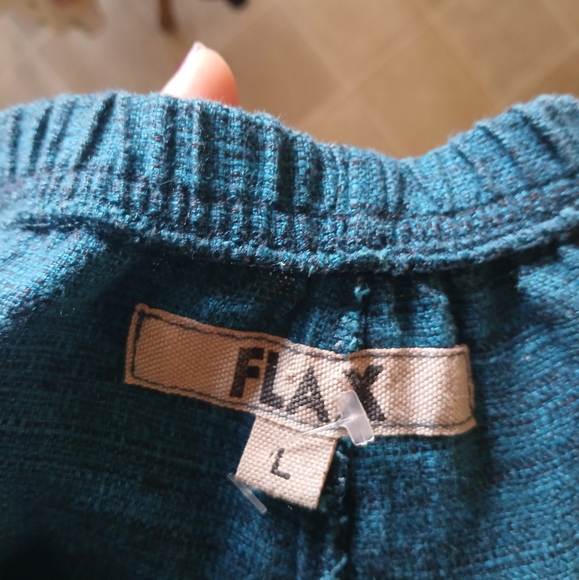 FLAX Twill Dark Blue Pants Womens size Large - Picture 6 of 6